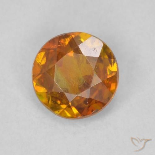 0.41 ct Orange Sphalerite Stone, Natural Sphalerite in Round Facet Shape for Sale