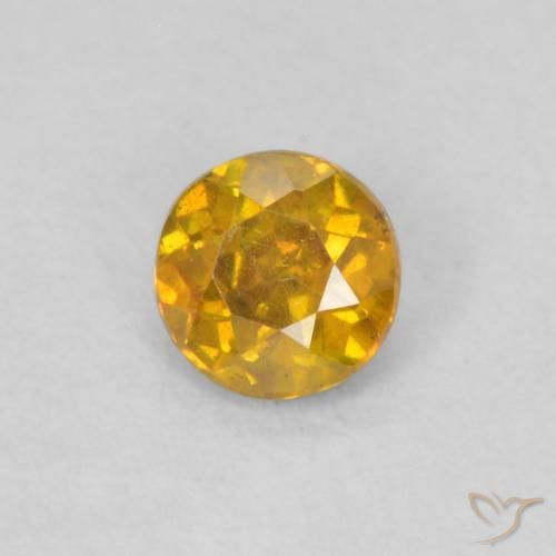 0.30 ct Orange Sphalerite Stone, Natural Sphalerite in Round Facet Shape for Sale