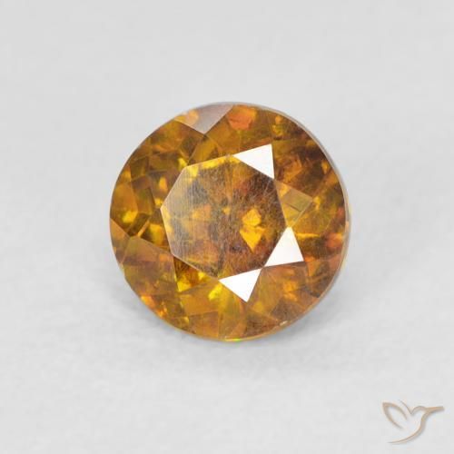0.92 ct Golden Sphalerite Stone, Natural Sphalerite in Round Facet Shape for Sale