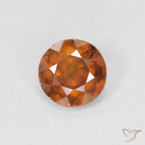 0.62ct Natural Dark Orange Sphalerite, Round, VS-SI