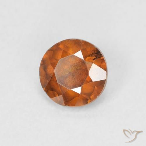 0.62 ct Orange Sphalerite Stone, Natural Sphalerite in Round Facet Shape for Sale