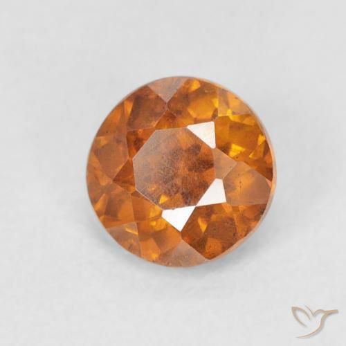 0.95 ct Orange Sphalerite Stone, Natural Sphalerite in Round Facet Shape for Sale