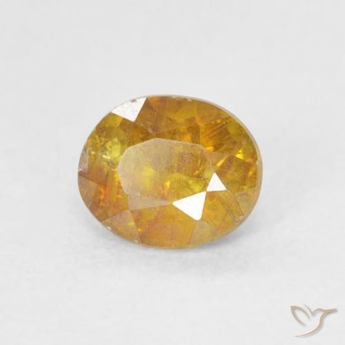 0.75 ct Golden Sphalerite Stone, Natural Sphalerite in Oval Facet Shape for Sale