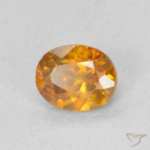 0.59 ct Orange Sphalerite Stone, Natural Sphalerite in Oval Facet Shape for Sale