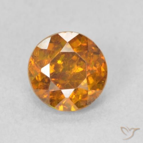 0.77ct Natural Earth Orange Sphalerite, Round, SI