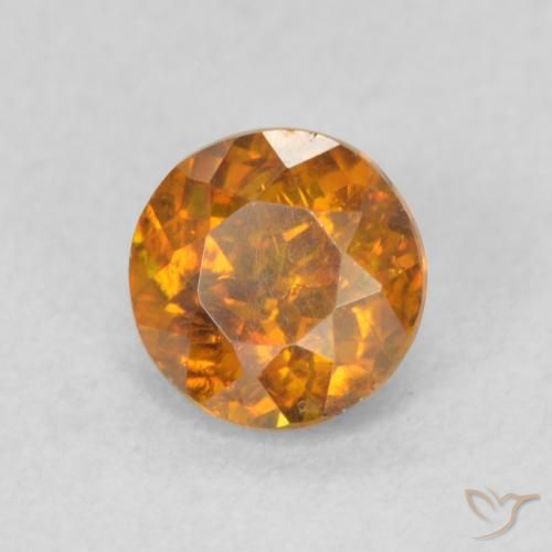 0.77 ct Orange Sphalerite Stone, Natural Sphalerite in Round Facet Shape for Sale