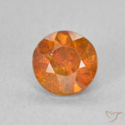 0.79ct Natural Medium Orange Sphalerite, Round, SI