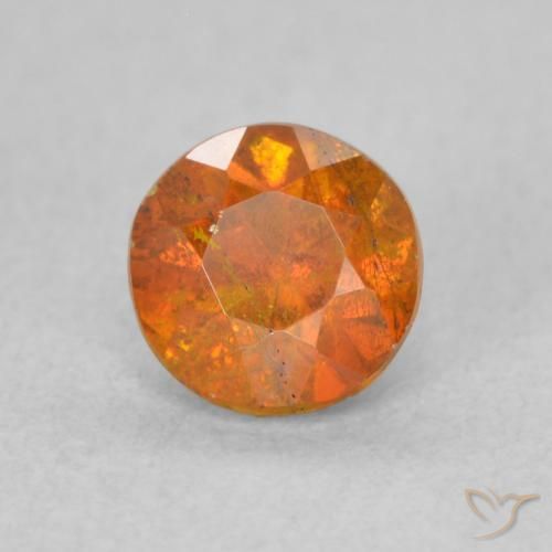 0.79 ct Orange Sphalerite Stone, Natural Sphalerite in Round Facet Shape for Sale