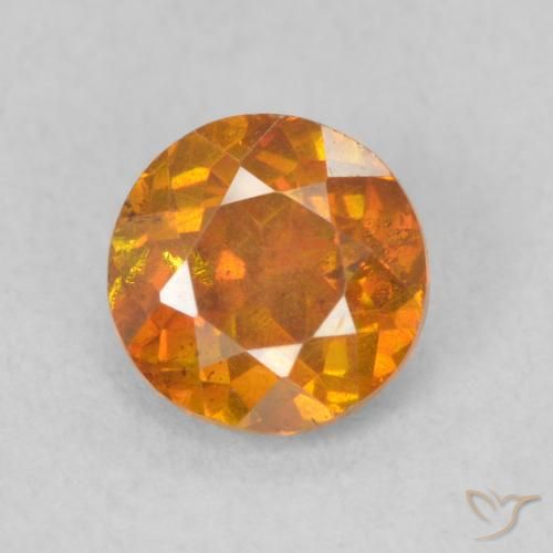 0.77ct Natural Amber Orange Sphalerite, Round, SI