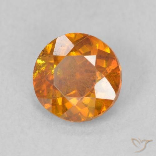 0.77 ct Orange Sphalerite Stone, Natural Sphalerite in Round Facet Shape for Sale
