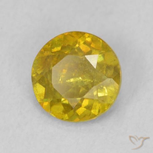 0.75 ct Yellow Sphalerite Stone, Natural Sphalerite in Round Facet Shape for Sale