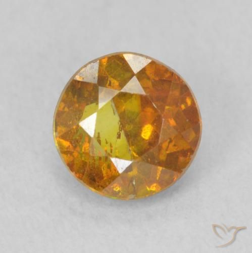 0.91ct Natural Medium Orange Sphalerite, Round, SI