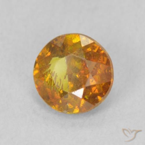 0.91 ct Orange Sphalerite Stone, Natural Sphalerite in Round Facet Shape for Sale