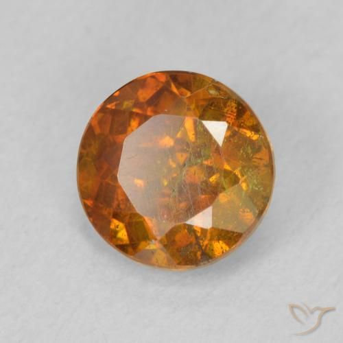 1.26 ct Orange Sphalerite Stone, Natural Sphalerite in Round Facet Shape for Sale