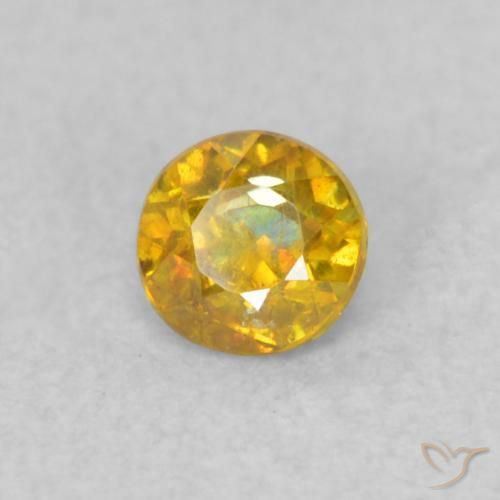 Sphalérite jaune de 0,19 ct, coupe ronde de 3,3 mm d'Espagne, Photo A