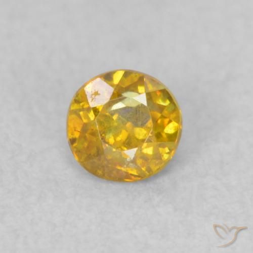 0.19 ct Yellow Sphalerite Stone, Natural Sphalerite in Round Facet Shape for Sale