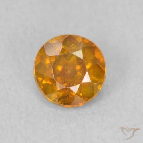 0.52 ct Orange Sphalerite, 4.6 mm Round Cut From Spain, Photo A