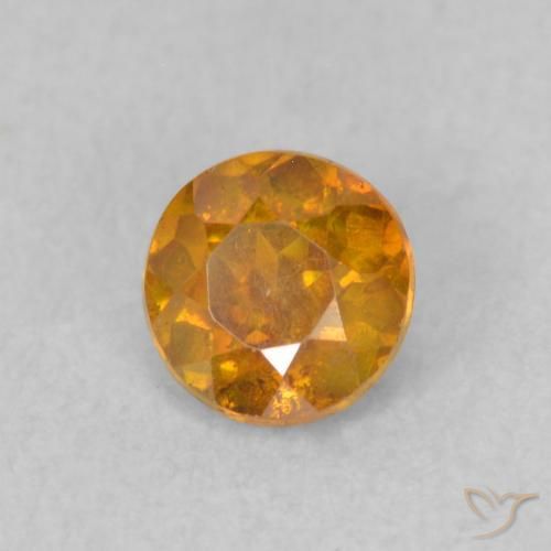 0.52 ct Orange Sphalerite Stone, Natural Sphalerite in Round Facet Shape for Sale