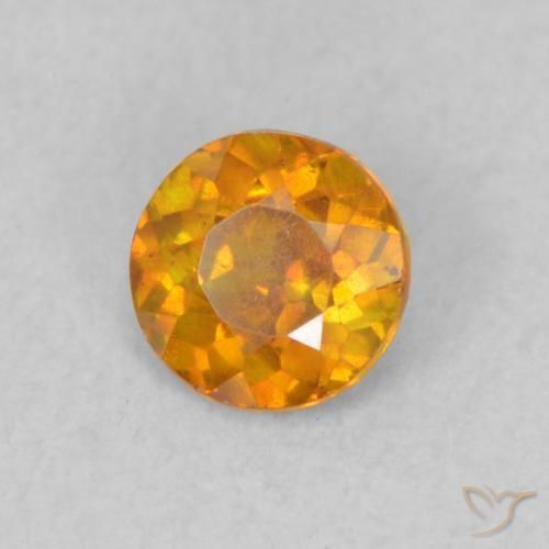 0.47 ct Orange Sphalerite Stone, Natural Sphalerite in Round Facet Shape for Sale
