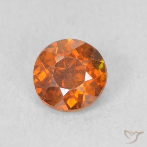 0.59ct Natural Medium Dark-Orange Sphalerite, Round, SI