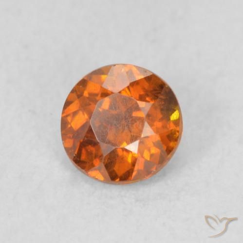 0.59 ct Orange Sphalerite Stone, Natural Sphalerite in Round Facet Shape for Sale