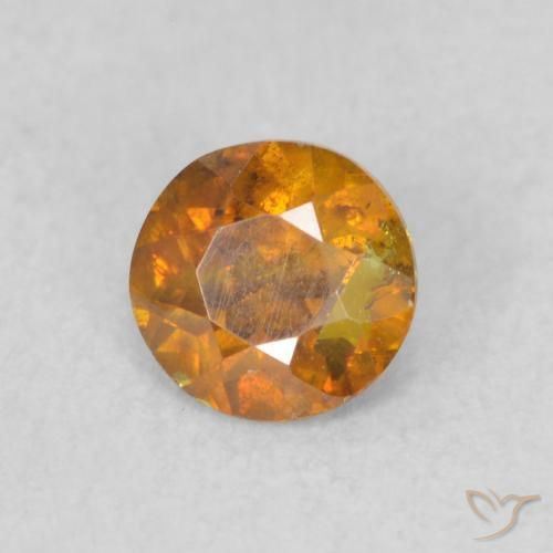 0.47 ct Orange Sphalerite Stone, Natural Sphalerite in Round Facet Shape for Sale
