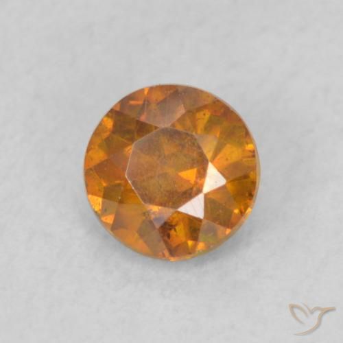 0.53 ct Orange Sphalerite Stone, Natural Sphalerite in Round Facet Shape for Sale