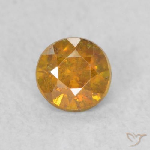 0.26ct Natural Medium Light-Orange Sphalerite, Round, SI
