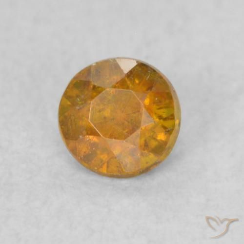 0.26 ct Orange Sphalerite Stone, Natural Sphalerite in Round Facet Shape for Sale