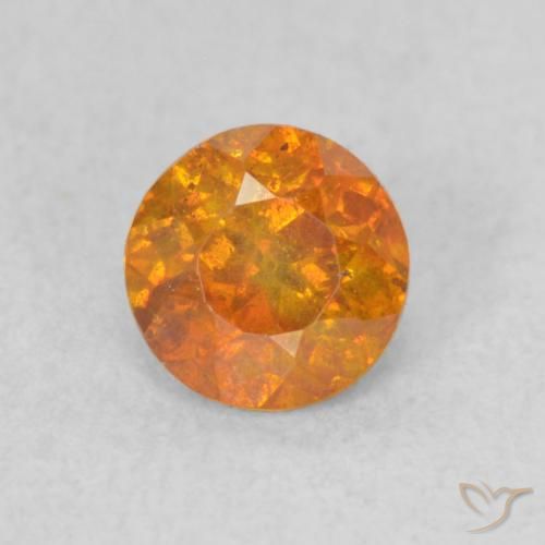 0.70ct Natural Amber Orange Sphalerite, Round, SI