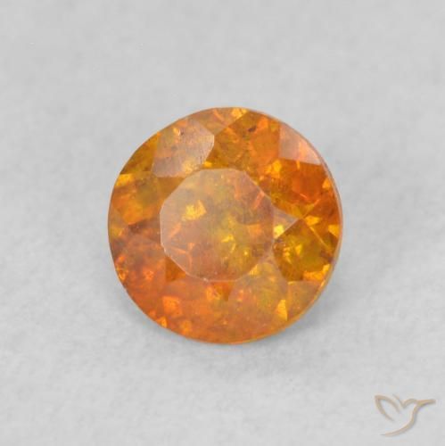 0.70 ct Orange Sphalerite Stone, Natural Sphalerite in Round Facet Shape for Sale