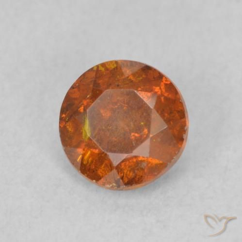 0.72 ct Orange Sphalerite Stone, Natural Sphalerite in Round Facet Shape for Sale