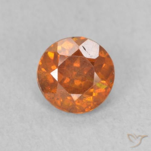 0.53 ct Orange Sphalerite Stone, Natural Sphalerite in Round Facet Shape for Sale