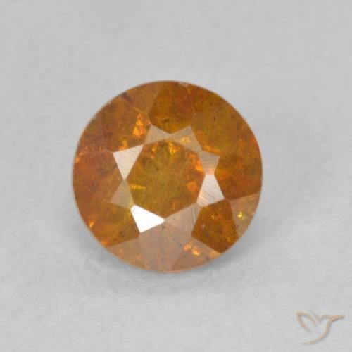 1.04ct Natural Deep Orange Sphalerite, Round, SI
