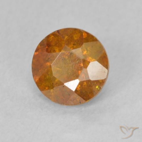 1.04 ct Orange Sphalerite Stone, Natural Sphalerite in Round Facet Shape for Sale