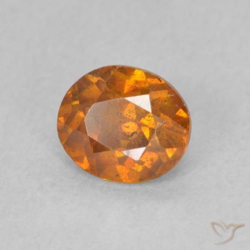 0.72 ct Orange Sphalerite Stone, Natural Sphalerite in Oval Facet Shape for Sale