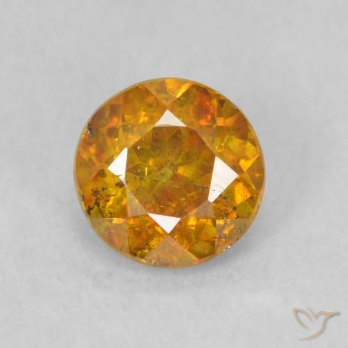 0.78ct Natural Medium Light-Orange Sphalerite, Round, SI