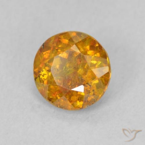 0.78 ct Orange Sphalerite Stone, Natural Sphalerite in Round Facet Shape for Sale