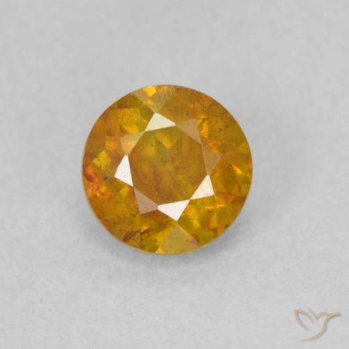 0.66ct Natural Honey Orange Sphalerite, Round, SI
