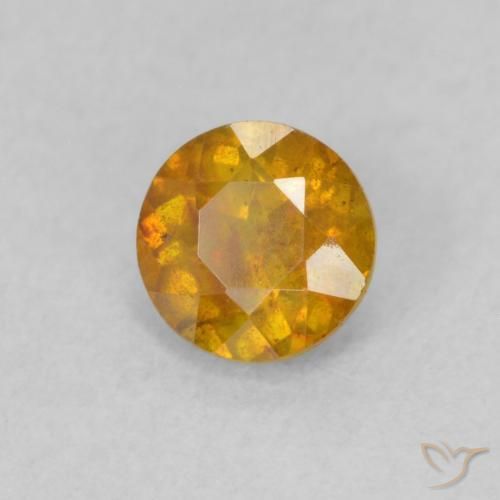 0.66 ct Orange Sphalerite Stone, Natural Sphalerite in Round Facet Shape for Sale