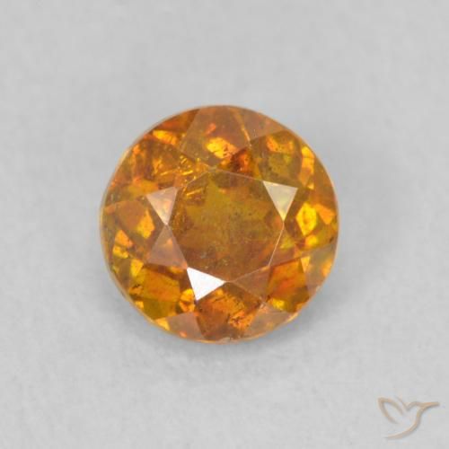 0.72ct Natural Earth Orange Sphalerite, Round, SI