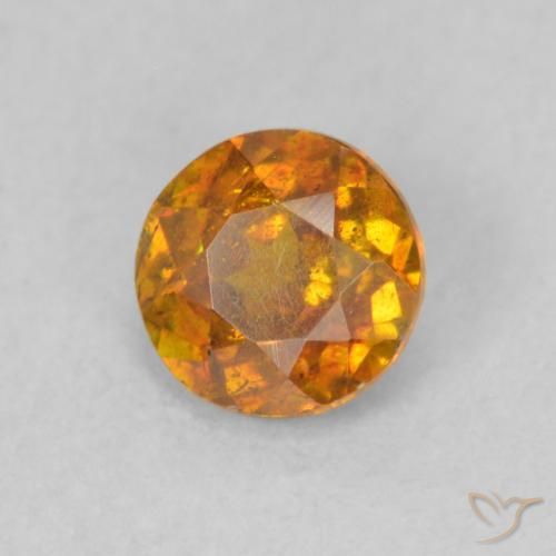 0.72 ct Orange Sphalerite Stone, Natural Sphalerite in Round Facet Shape for Sale