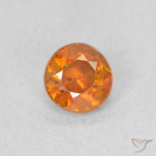 0.34ct Natural Amber Orange Sphalerite, Round, SI