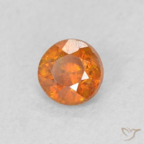 0.34 ct Orange Sphalerite Stone, Natural Sphalerite in Round Facet Shape for Sale