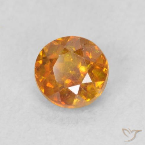 0.48 ct Orange Sphalerite Stone, Natural Sphalerite in Round Facet Shape for Sale