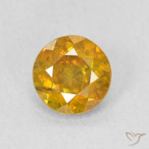 0.74ct Natural Deep Golden Orange Sphalerite, Round, SI