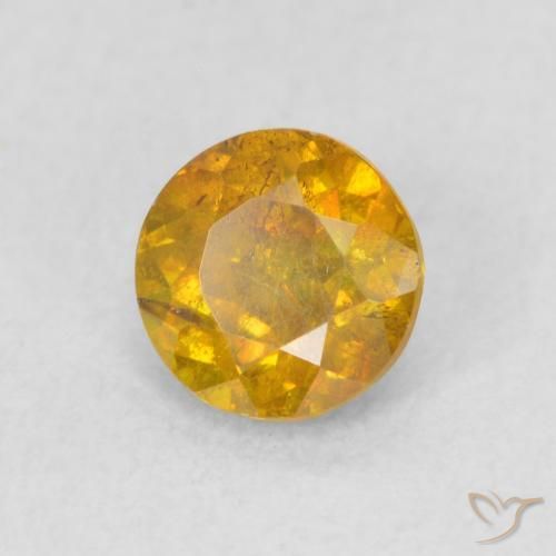 0.74 ct Golden Sphalerite Stone, Natural Sphalerite in Round Facet Shape for Sale