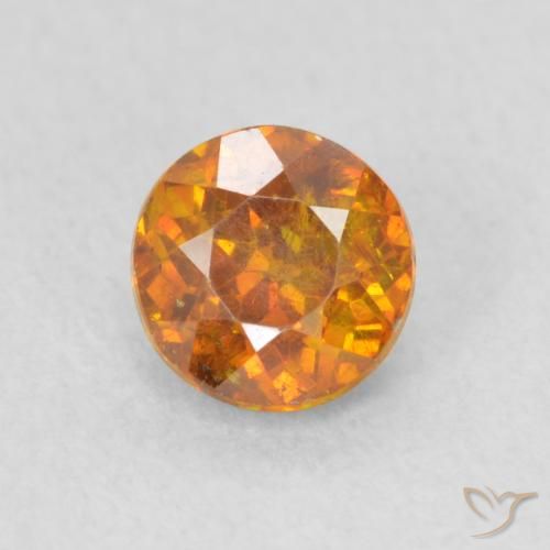 0.84ct Natural Brownish Orange Sphalerite, Round, SI, Photo A