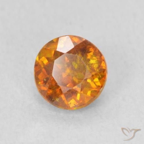 0.84 ct Orange Sphalerite Stone, Natural Sphalerite in Round Facet Shape for Sale