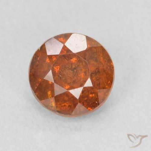 1.28ct Natural Reddish Orange Sphalerite, Round, SI